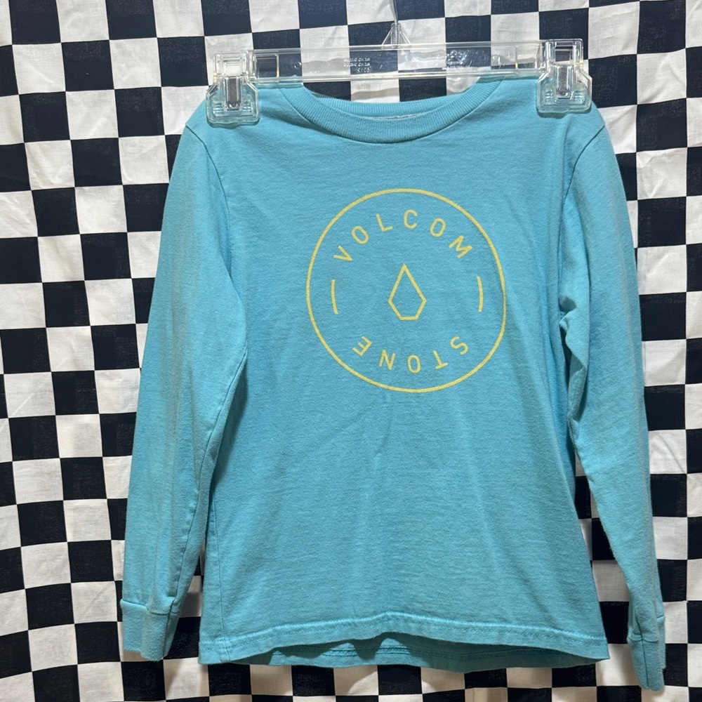 Volcom Kids Aqua Long Sleeve Tee with Yellow Logo